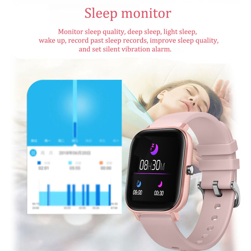 Smartwatch multifuncional feminino e masculino, relógio inteligente esportivo com medição de frequência cardíaca e pressão arterial à prova d'água + caixa