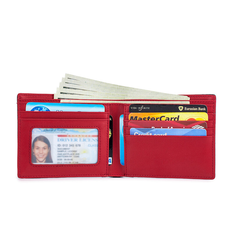 2021 RFID skórzany portfel męski moda z włókna węglowego małe etui na karty portmonetki ultracienki prosty portfel dla człowieka Drop-shipping