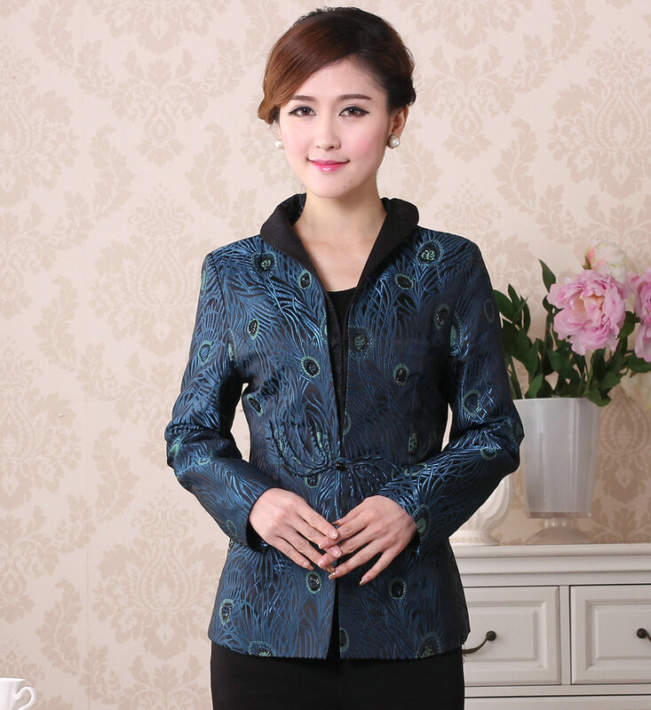 Veste chinoise grande taille 4XL classique femmes Satin veste manteau Oriental vêtement d'extérieur pour femmes 2019 nouveau soirée pardessus
