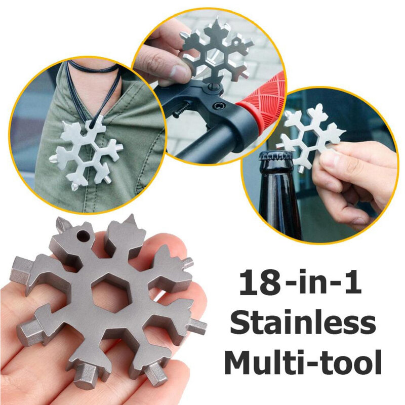 18 In 1 Snowflake Tool Card Combination Multifunctional Snowflake Screwdriver Snowflake Wrench Tool Snowflake Tool Card