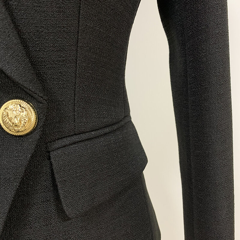 Chaqueta de diseño barroco de alta calidad para mujer, chaqueta clásica de Metal con botones de León, doble botonadura, ajustada, novedad de 2021