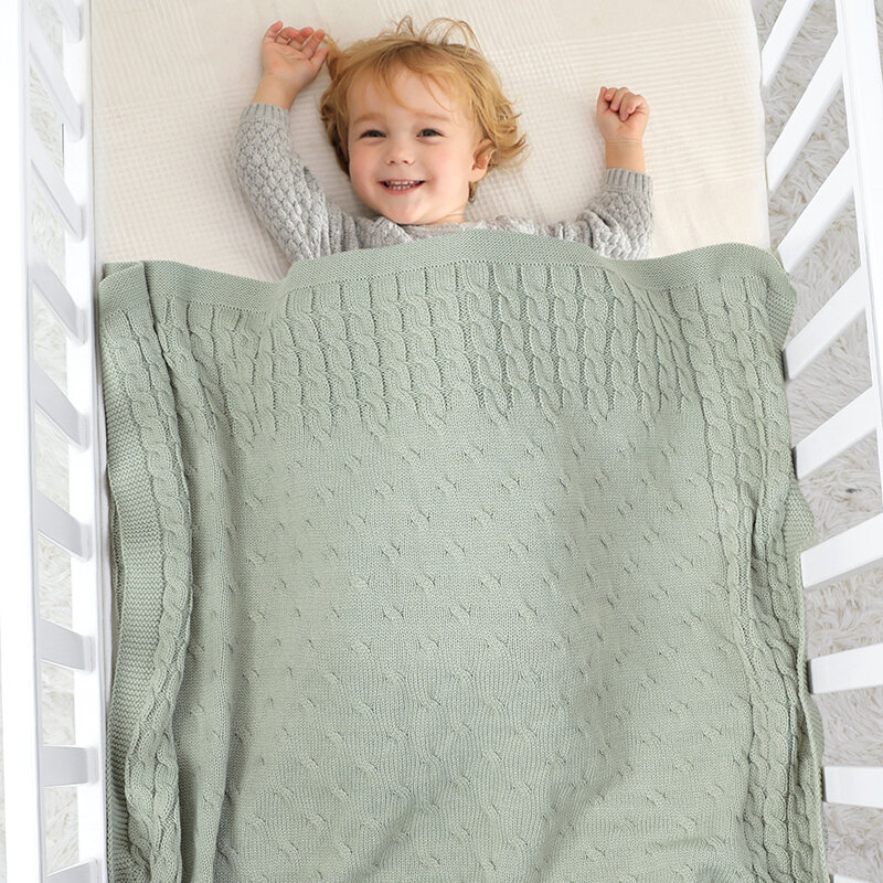 100% Coton Bébé en Tricot Torsadé Couverture Couverture douce tcrib landau lit bébé 70 x 90 cm