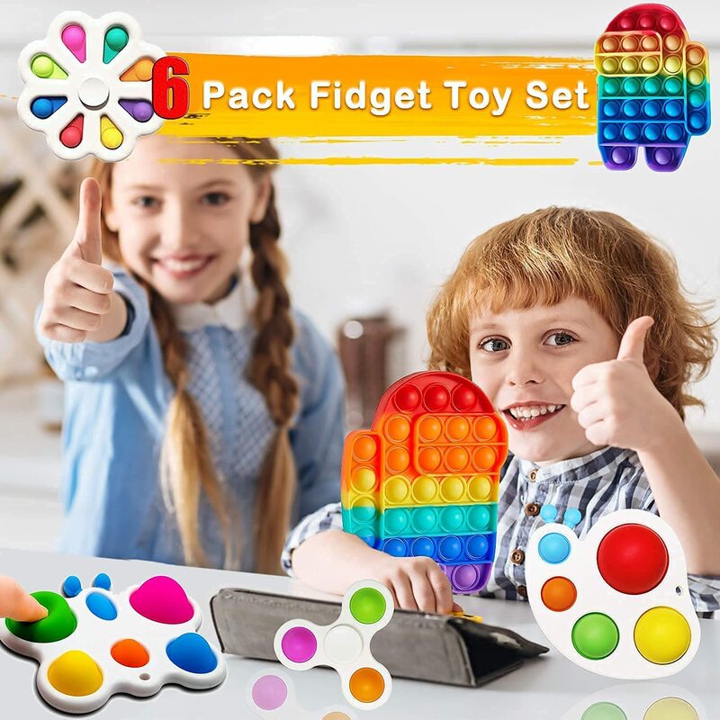 Eenvoudige Kuiltje Zintuiglijke Fidget Speelgoed Set Push Bubble Siliconen Goedkope Verlicht Stress Angst Pop Hand Voor Volwassenen Kids