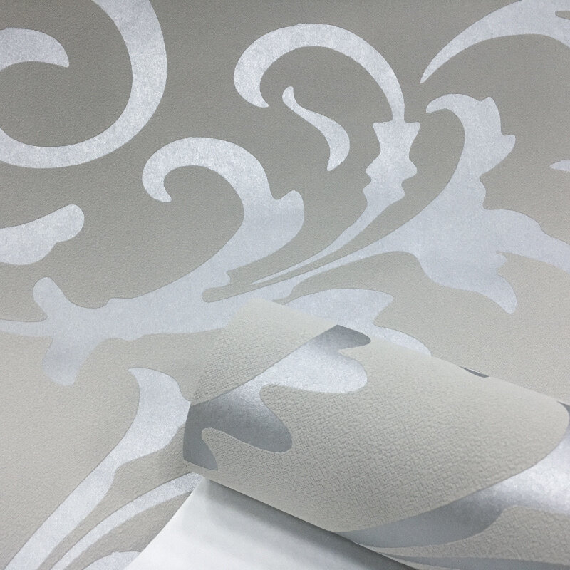 Серый 3D Викторианский дамасский тисненый настенный бумажный рулон домашний Декор Гостиная спальня настенные покрытия Серебряный цветочны...