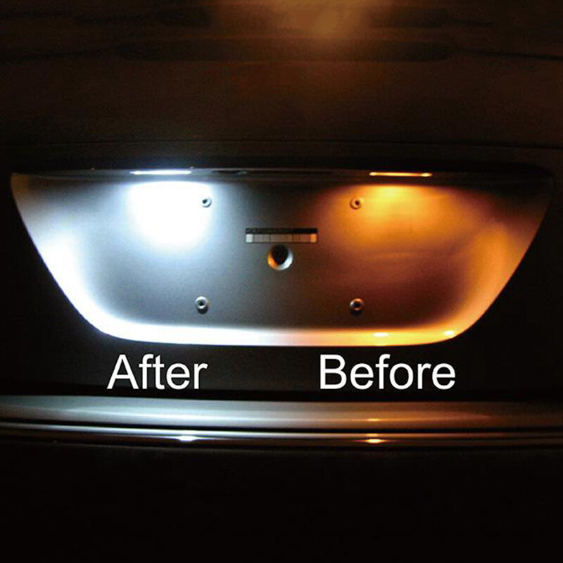 Car 12V LED License Number Plate Light Bulbs Assy For Ford Focus C-Max MK2 2003-2008 License Plate Lamp External Light Indicator