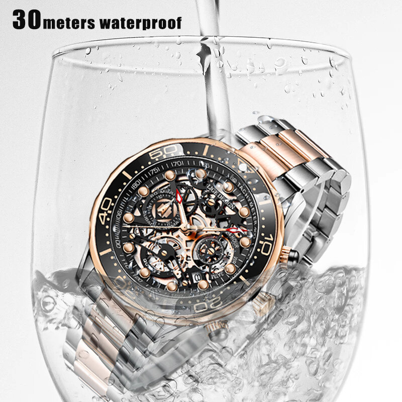 Luik Top Merk Horloge Mannen Roestvrij Staal Business Datum Klok Waterdichte Lichtgevende Horloges Heren Luxe Sport Quartz Horloge