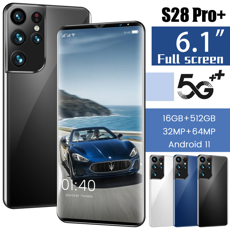 Samsug-smartphone s28 pro, celular com 16 gb de ram, 512gb de armazenamento, mtk6889, versão global, novo, tela de 6000mah, 5g, 10 núcleos, 4g, lte