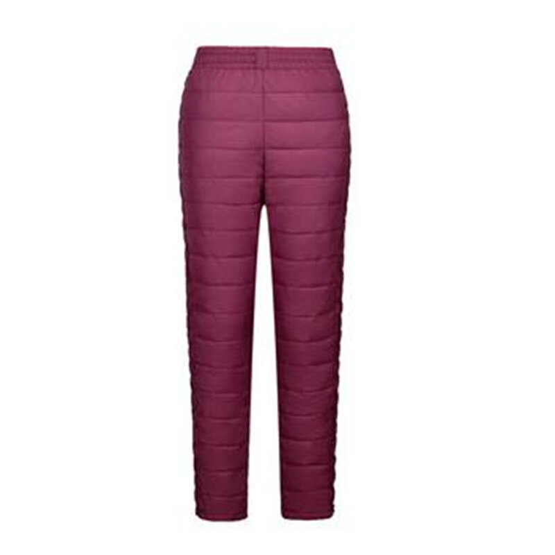 Calças de cintura elástica monocromática feminina, comprimento total, reto, grosso, 100% baixo, quente, calças femininas, outono, inverno