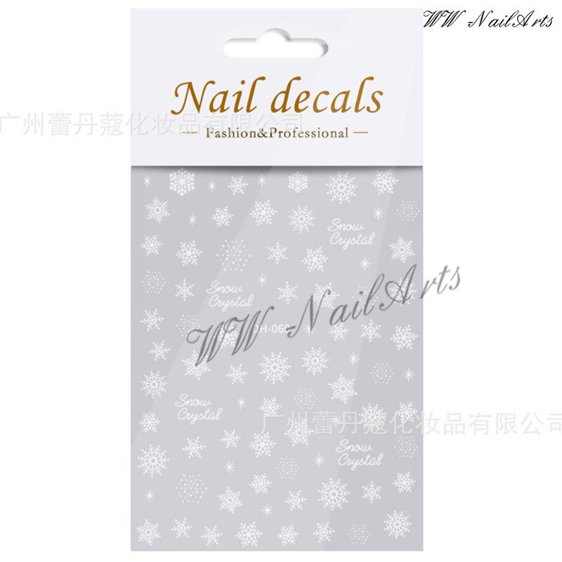 10PCS Snowflake Nail Art Decals Decoration Self Adhesive Nail Art Stickers Manicure Design White Snow Sticker for Nail Design