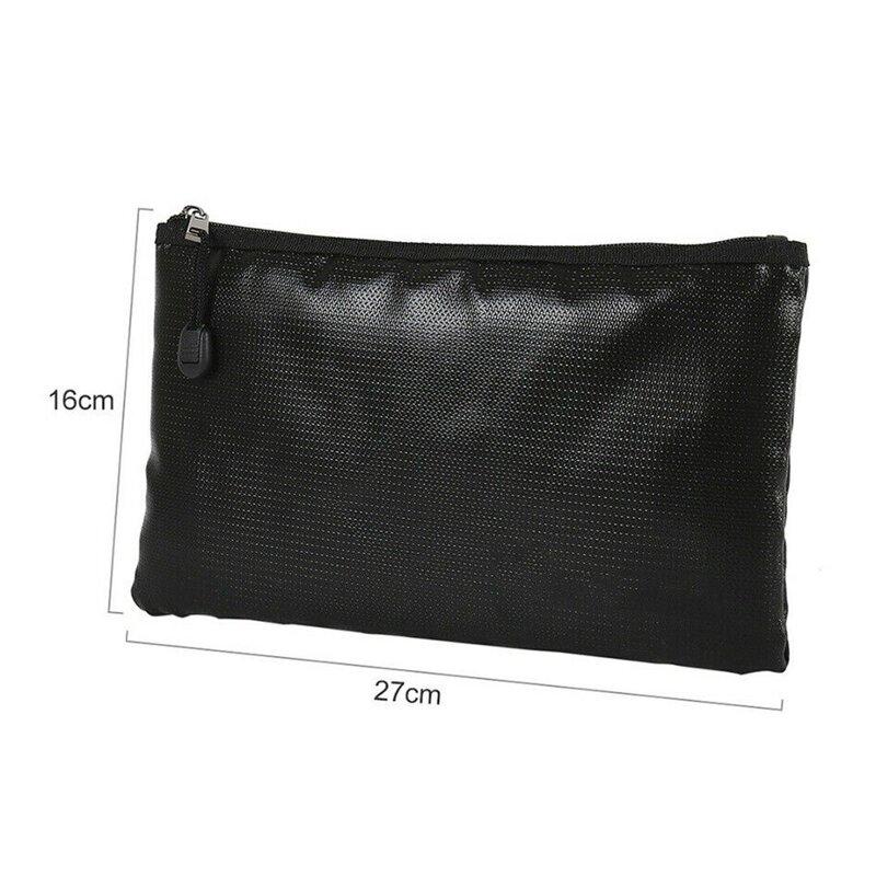 Bolsa de documentos ignífuga negra S/M/L de tres tamaños para artículos de valor bolsa impermeable para documentos con cremallera