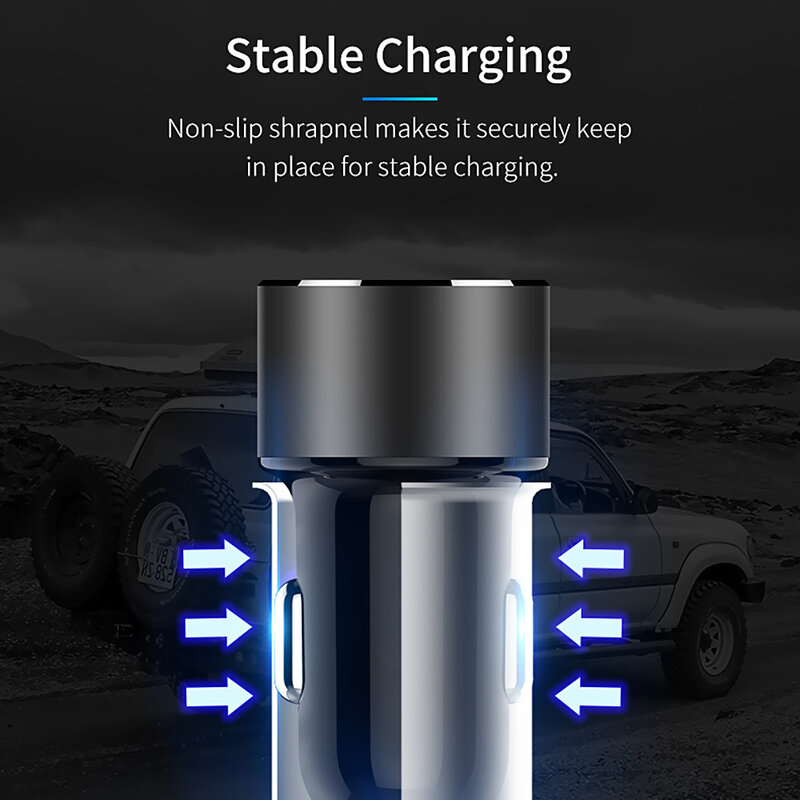 Chargeur de voiture universel double USB en aluminium, 2 Ports, adaptateur de charge rapide, pour Samsung Huawei iphone 11 8 Plus