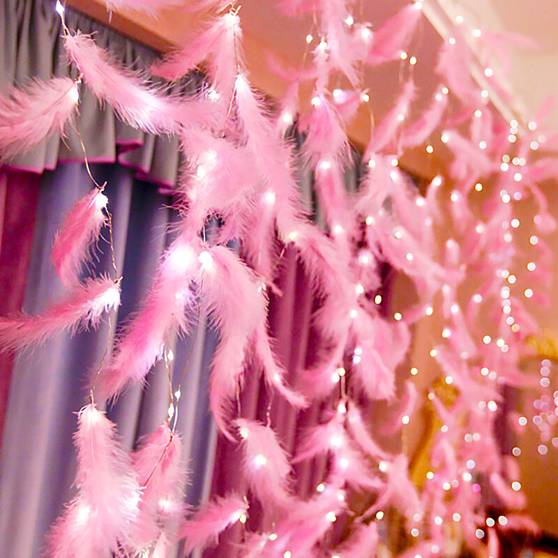 Noël Led bande lumière plume fée lumière fil de cuivre rideau lumière chambre salon romantique boutique fenêtre décoration lampe