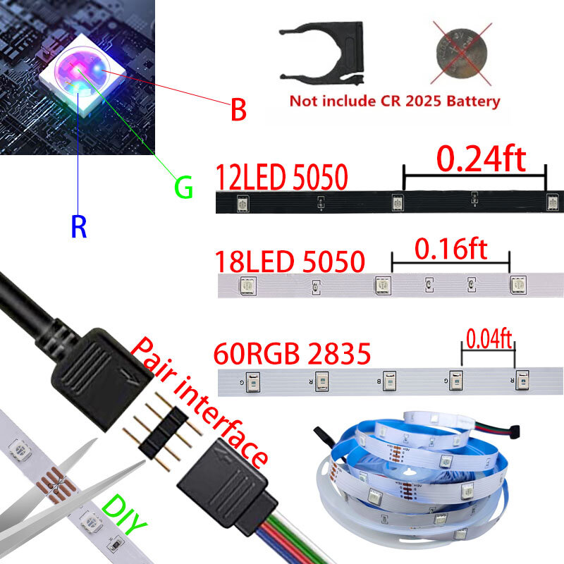 Led Strip Verlichting Smd 5050/2835 Luz Bluetooth Controle Decoración De Fondo, Compatibel Con Alexa, control De Google Tira De Luces