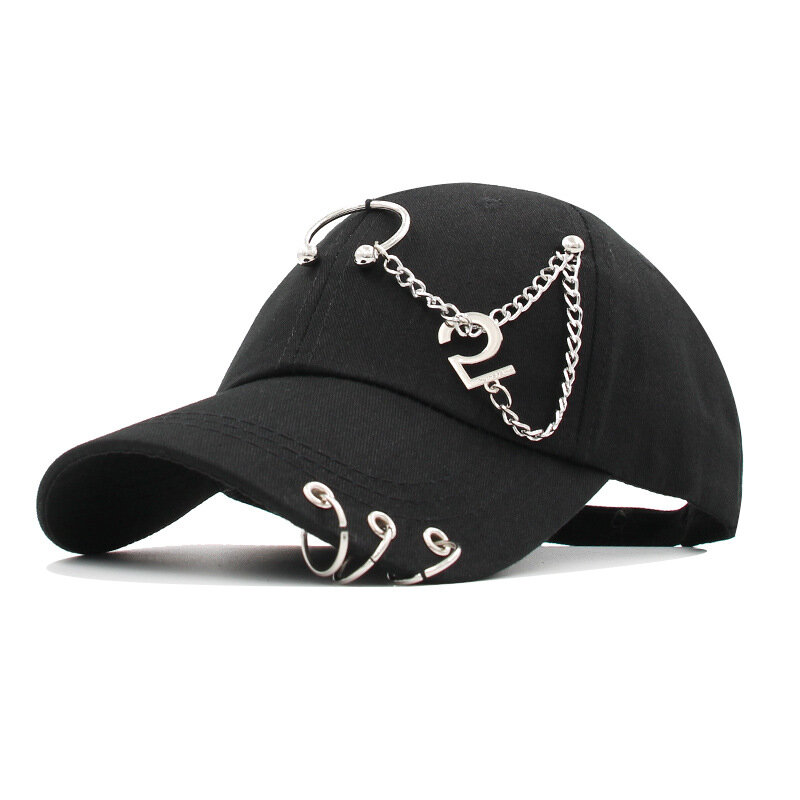 Fashion Hip Hop Cotton Baseball Caps Korean Creative Piercing Ring Snapback Hats Solid Adjustable Unisex Dad Outdoor Travel Cap