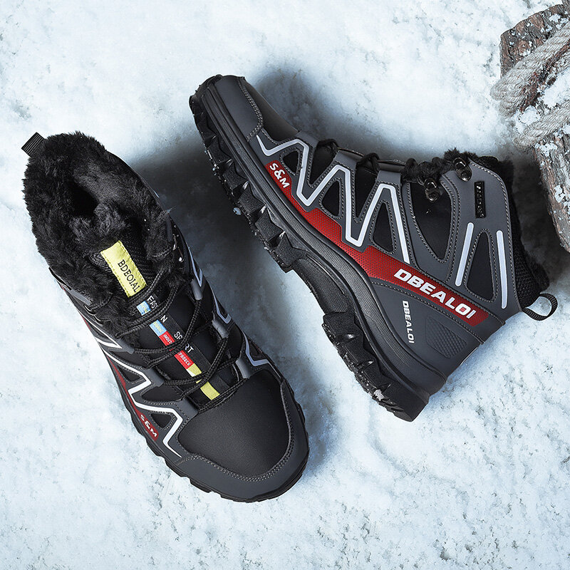 Bottes de neige imperméables pour homme, chaussures de randonnée, d'extérieur, chaudes, doublées de peluche, de Combat, de Trekking, à la cheville