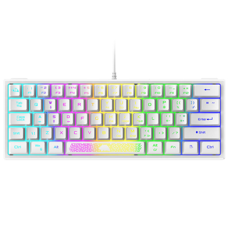 K61 60 procent z podświetleniem RGB przewodowa klawiatura 62 klawisze ergonomiczne komputer do gier na laptopa klawiatura biurowa