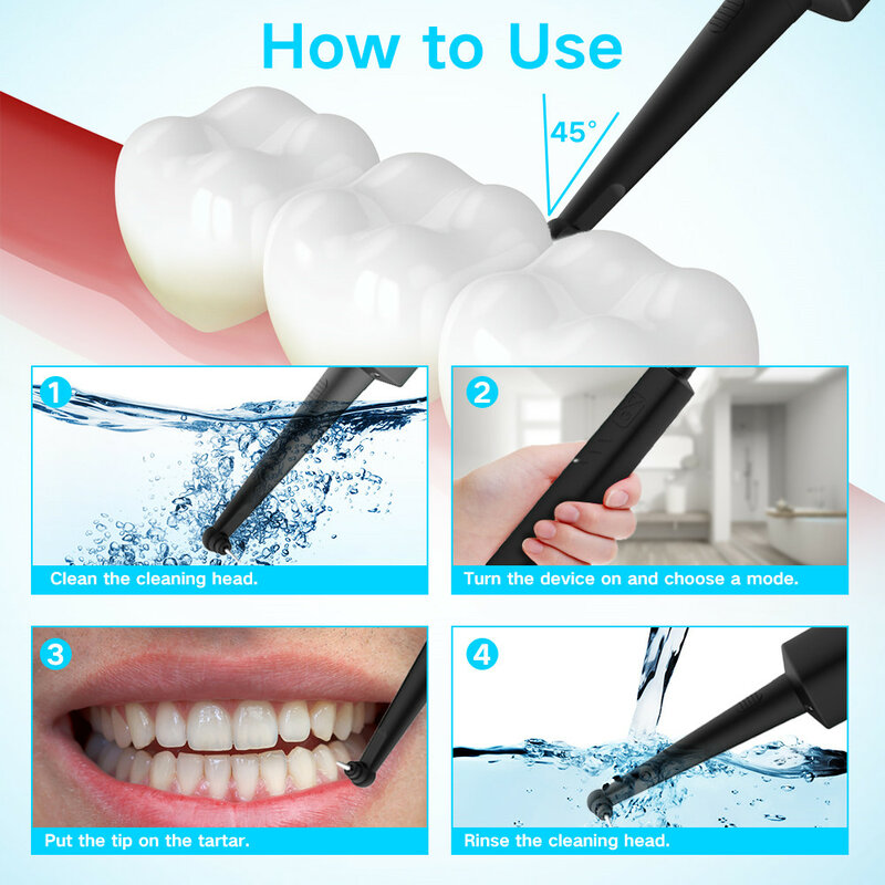 Electric Sonic Oral Irrigator Dental Scaler Tooth Calculus Oral Irrigator USB Rechargeable Teeth Health Hygiene Dental Scaler