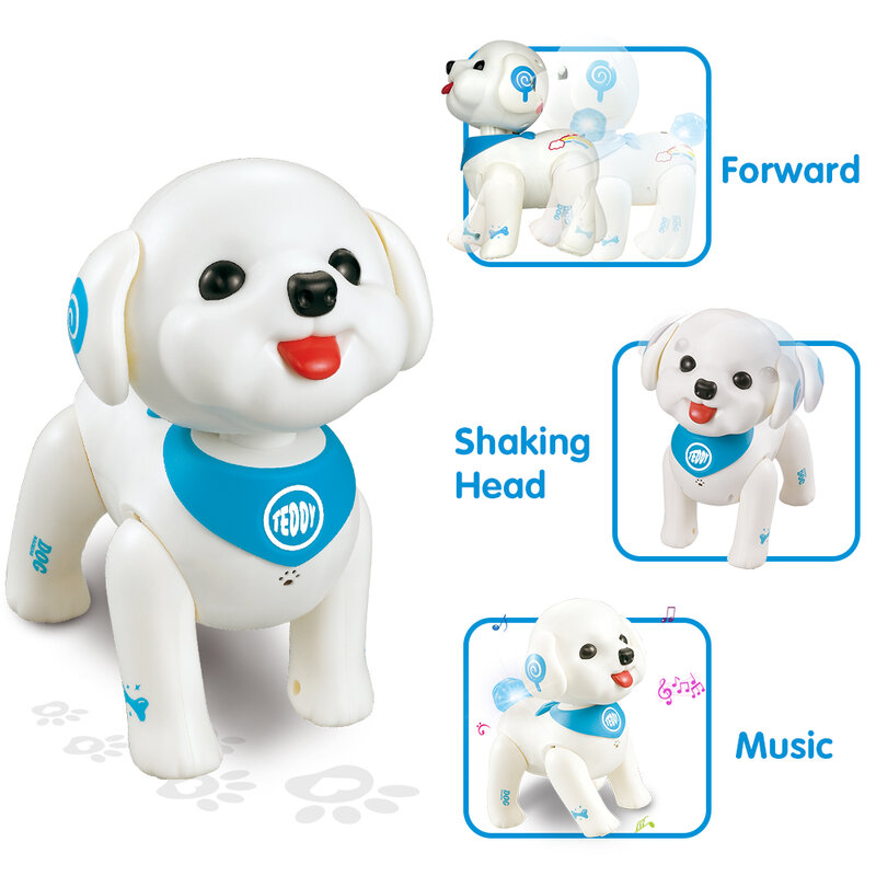 Controle remoto brinquedo robô cão pequeno teddy crianças presente brinquedo elétrico andando vai chamar de controle remoto 3-6 anos de idade menino menina