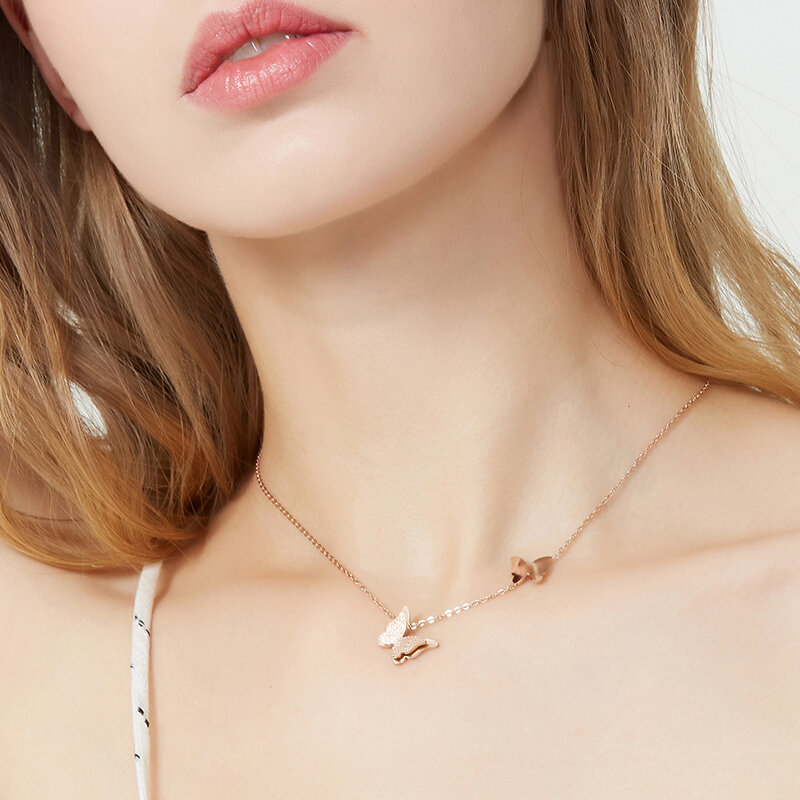 Colar de aço inoxidável para mulheres pescoço corrente coração pingente medalhão gargantilha link rosa ouro jóias presentes para a menina frete grátis