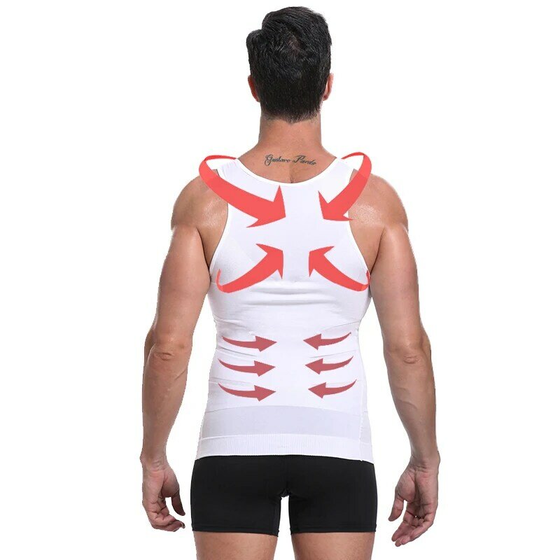 2021 Men Body Shaper Tight Skinny Tummy Waist Trainer Posture Shirt Elastic Abdomen Tank Top Shape Vests Slimming Boobs Gym Vest