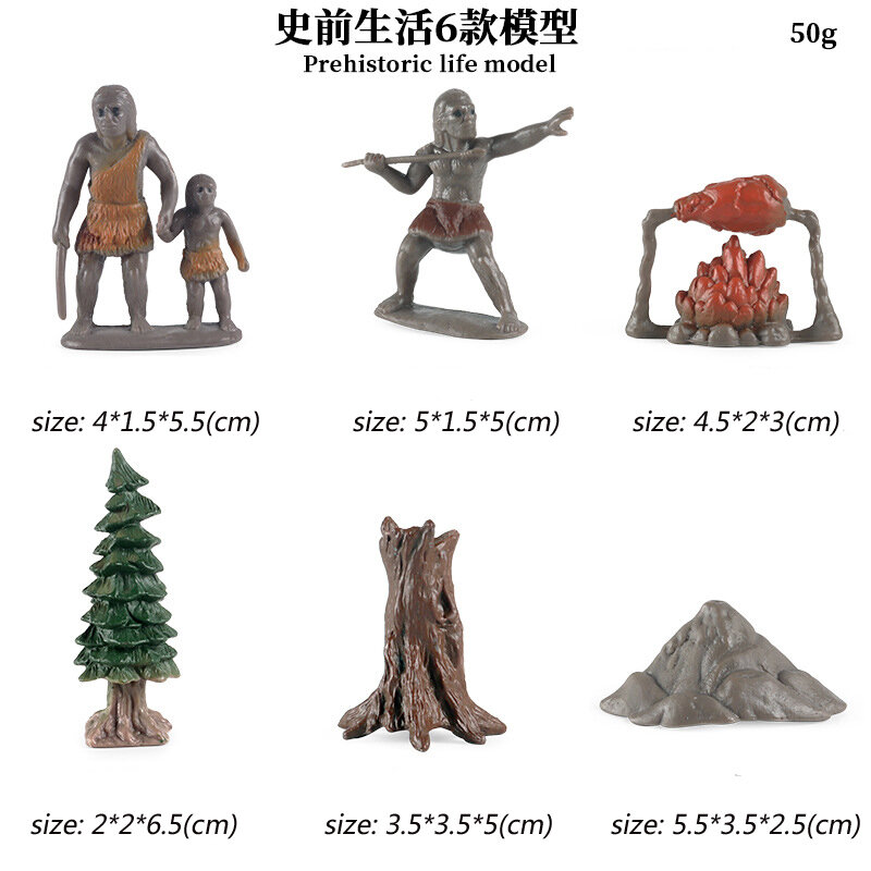 Figurines d'animaux préhistoriques sauvages, modèle de scènes de vie de l'homme primitives, Figurines d'action en PVC, jouets éducatifs pour enfants