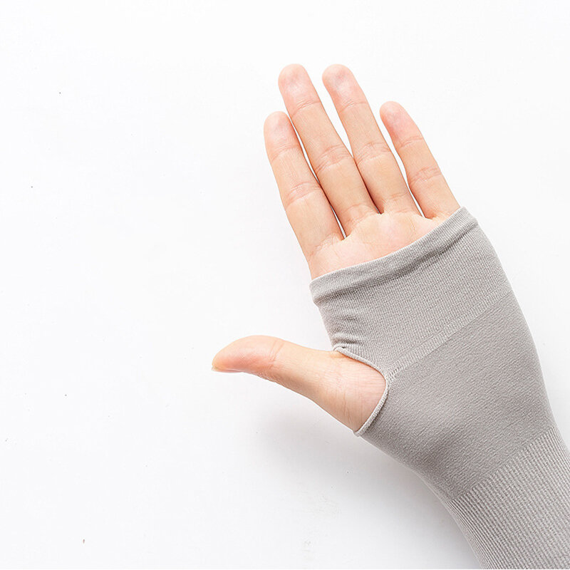Anewmorn-guantes largos de protección solar UV, protectores de manos, Mangas de seda de hielo, protección solar, medio dedo, para exteriores