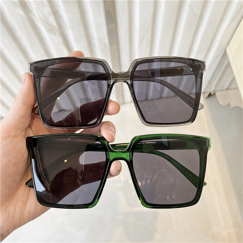 Gafas de sol cuadradas de gran tamaño para hombre y mujer, lentes de sol cuadradas de diseño de marca, de montura grande, transparentes con gradiente, UV400