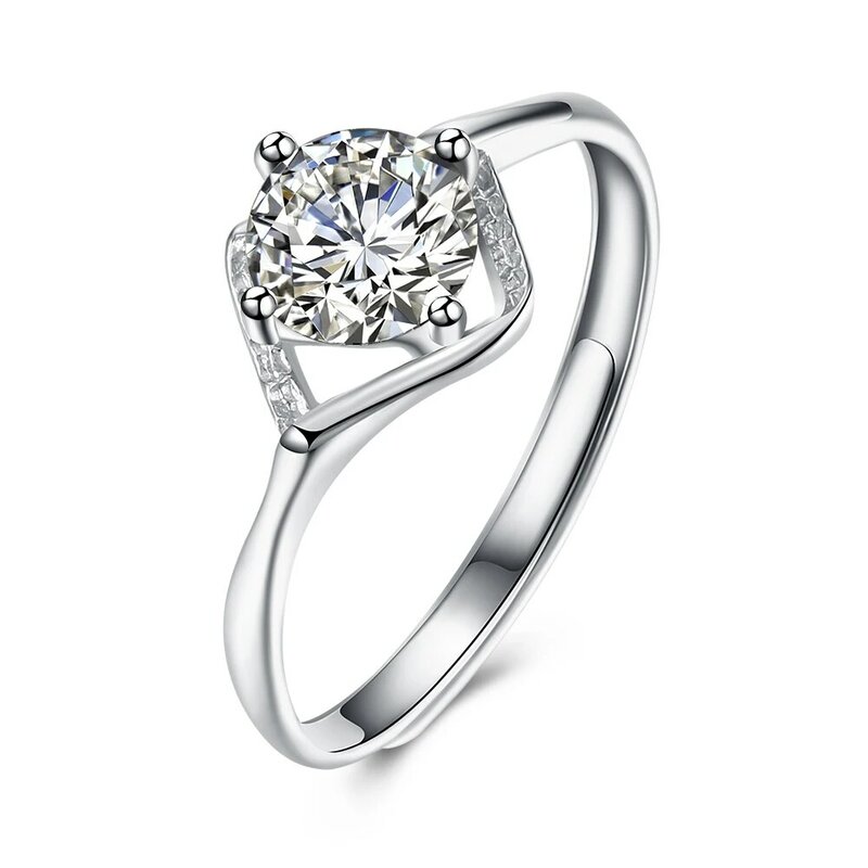 Zemior feminino anéis de prata esterlina 925 jóias geometria rhombic brilhante zircônia cúbica ajustável anel de casamento venda quente