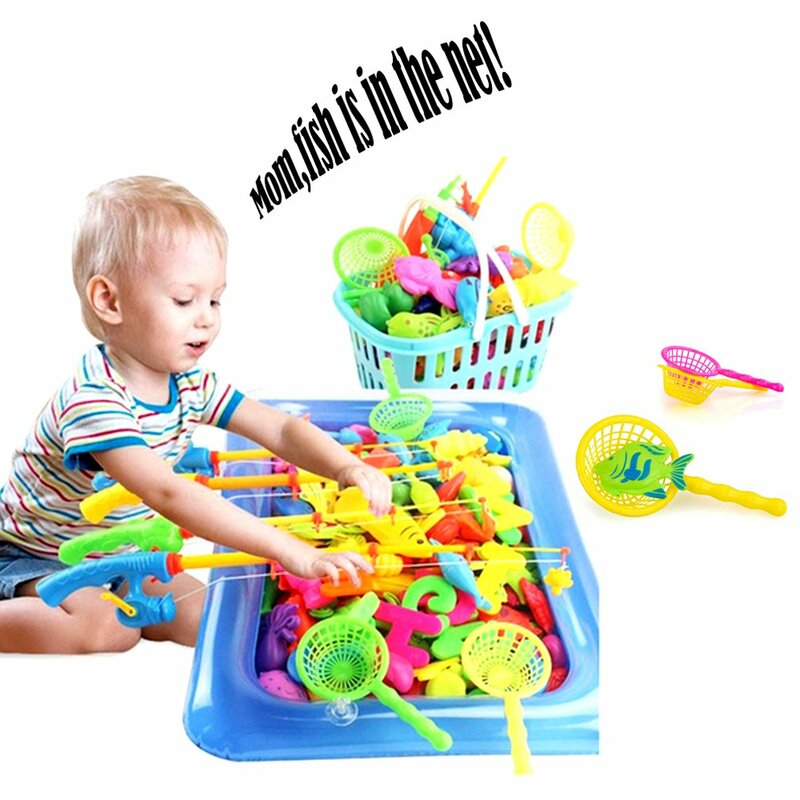 1Pcs Magnetic Fishing Handle Net For Plastic Fish Toys Family Indoor Games Gift Kids Children Fishing Net Color Random Delivery