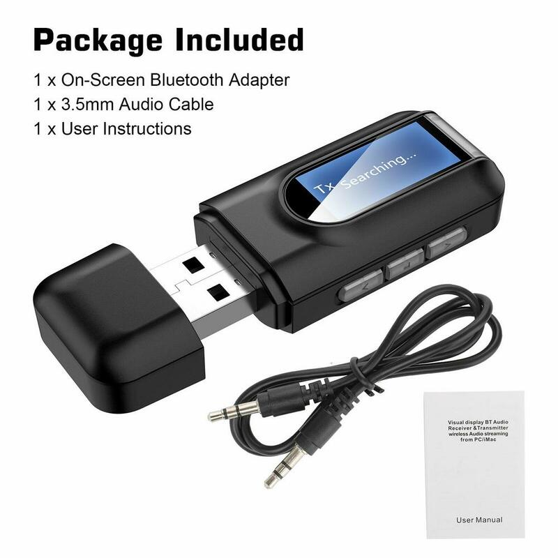 Adaptateur USB sans fil Bluetooth 5.0, récepteur Audio avec écran LCD, Module de lumière pour la télévision