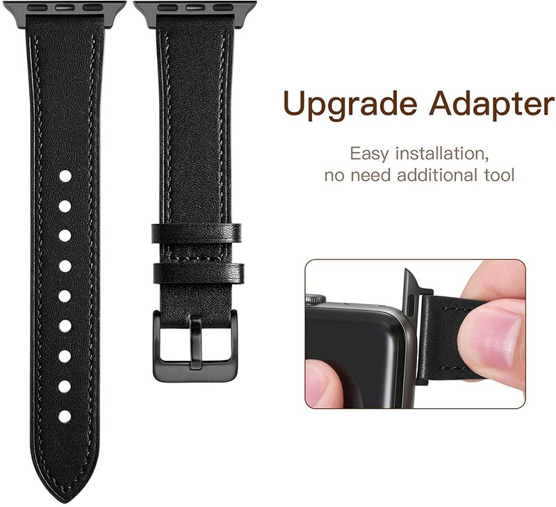Apple Watch strap과 호환-iWatch Strap Series 7/6/SE/5/4/3/2/1 용 정품 가죽 루프 스트랩 교체 밴드