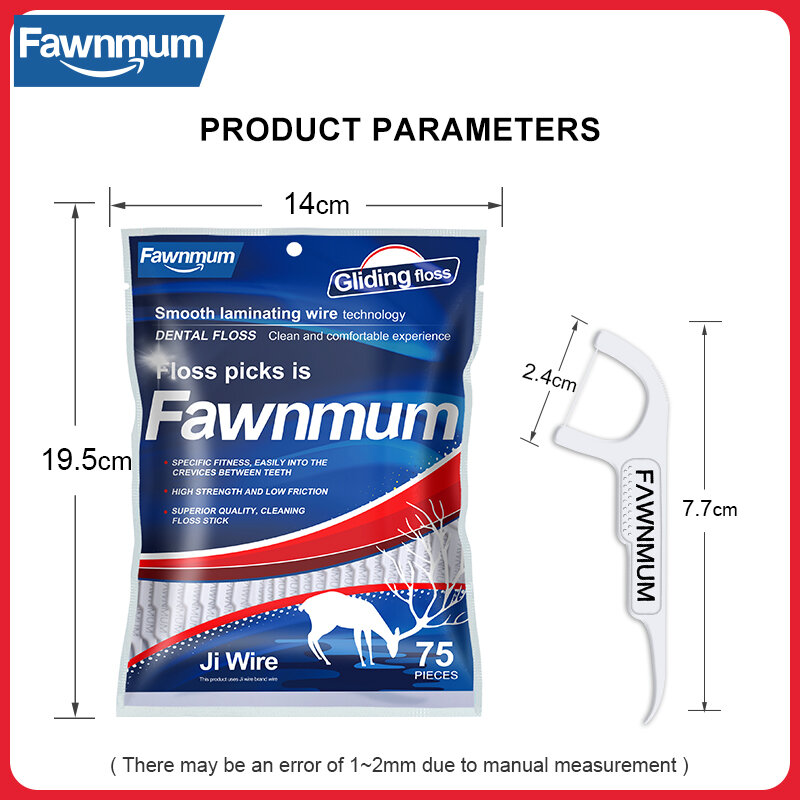 Fawnmama – fil dentaire en plastique, choix de dents de grande taille, nettoyage dentaire, hygiène buccale, outil de dentisterie, 75 pièces/ensemble