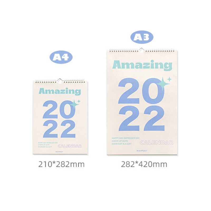 2022 корейский настенный календарь A3/A4, простота, свежая литература, искусство, планировка на год, украшение, планировщик, офисные аксессуары