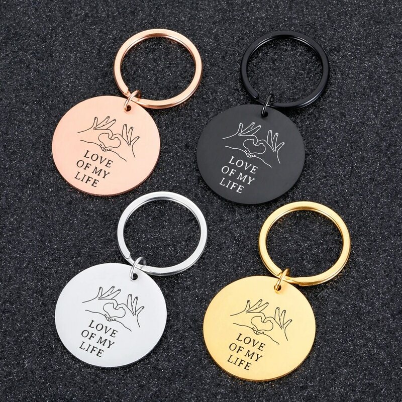 Personalized Couple Keychain Gift Engraved Date Name Letters Valentine's Day Gifts Girlfriend Boyfriends Keying Chain jewelry
