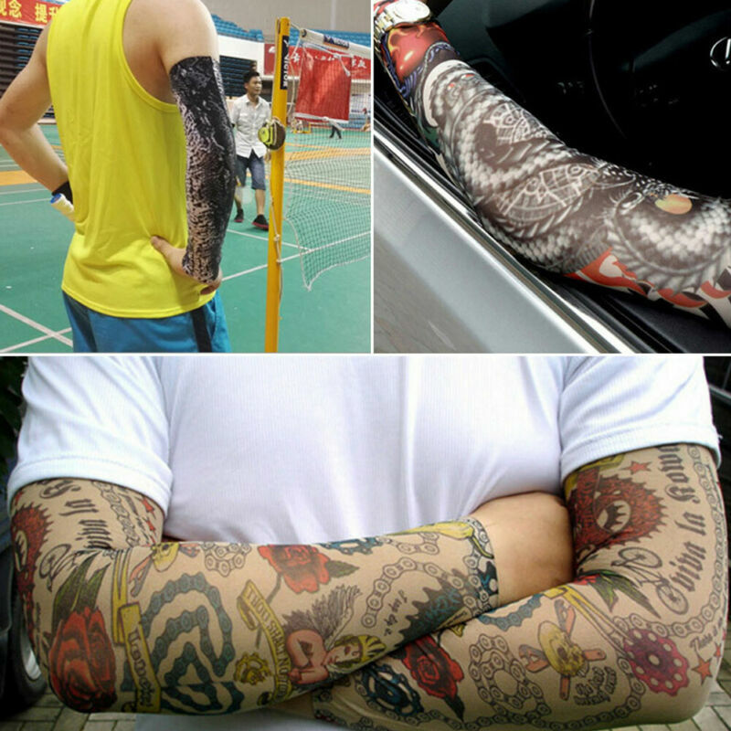 Manga de tatuagem temporária em nylon, manga com elástico para proteção do sol das mulheres dos homens e do braço, para golfe, esportes, caminhadas, ciclismo, capa