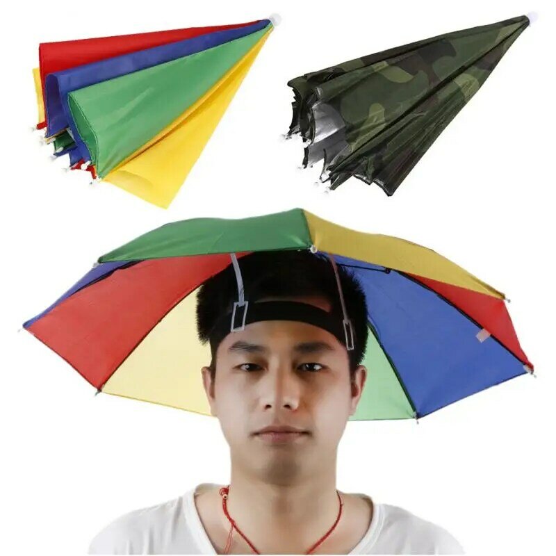 Nova cabeça dobrável guarda-chuva chapéu boné de golfe ao ar livre sol headwear pesca acampamento caminhadas caps pesca vestuário entretenimento