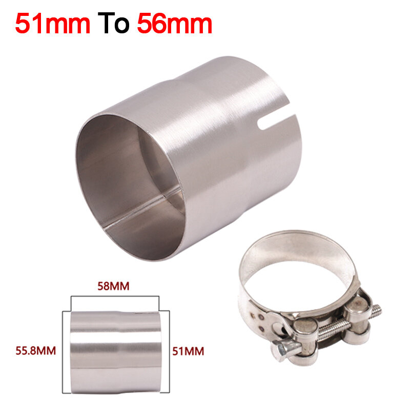 Universal Car Motorcycle Stainless Steel Exhaust 51MM Adapter 52MM 54MM 56MM 58MM 62MM 64MM Escape Reducer Connection Link Pipe