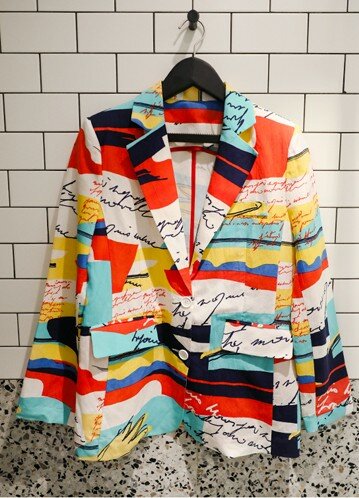 Korean 2019 Spring Women letter Printed Colorful Blazer Elegant Ladies Chic Streetwear Hip Hop Sport Coat Suit Jackets