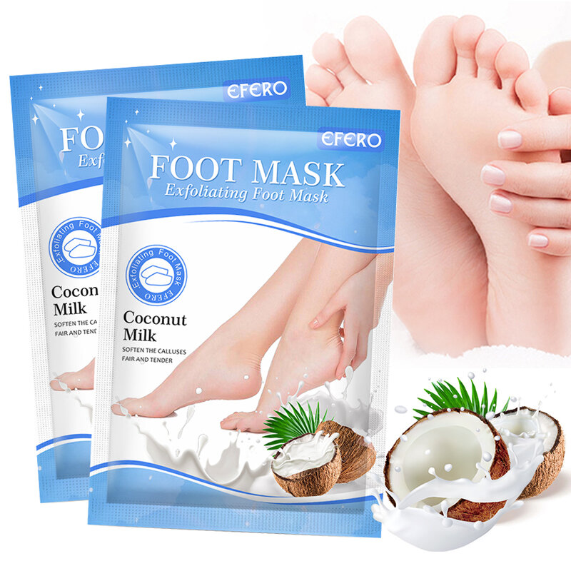 EFERO 8Packs Exfoliation Scrub Foot Mask Exfoliating Pedicure Socks Feet Mask Remove Dead Skin Heels Peeling Foot Peeling Mask