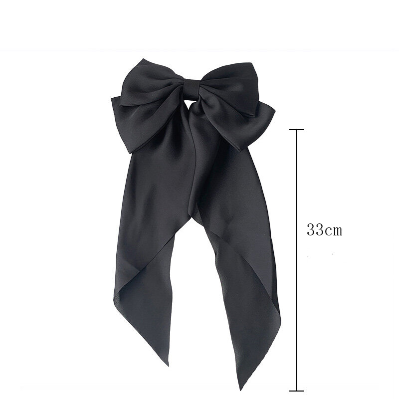 1pc New Women Large Bow Hairpins Sweet Satin Big Bowknot Hair Clips Barrettes Women Solid Color Ponytail Clip Hair Accessories