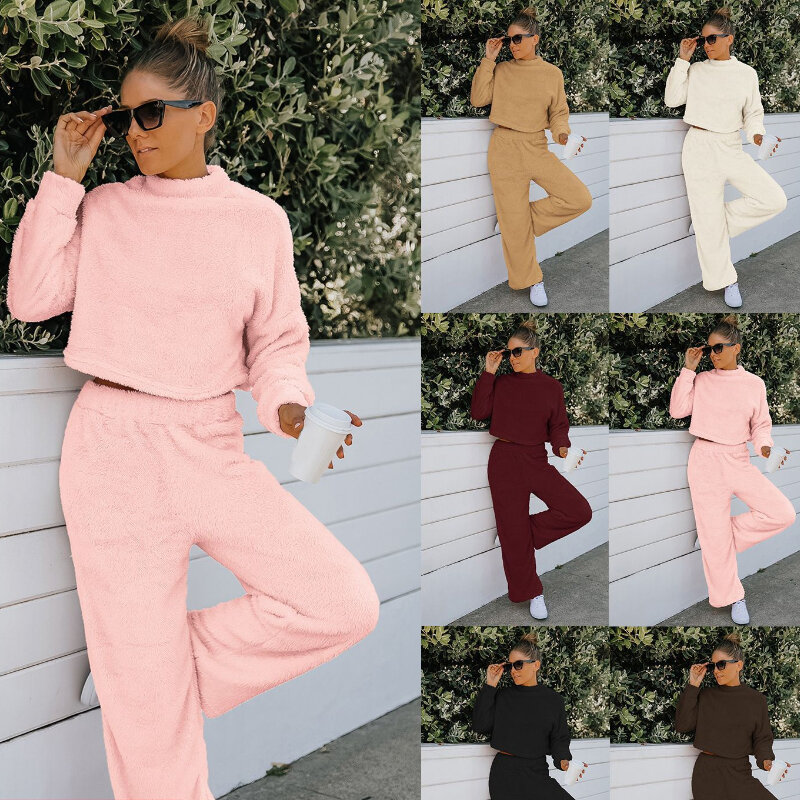 Autumn Winter New Ladies Suit Comfortable Solid Color Casual Homewear Women's Clothing