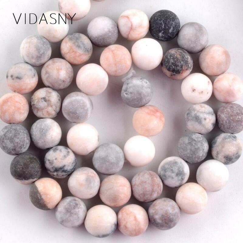 Perles rondes en jaspe zébré rose mat pour la fabrication de bijoux, pierres de 4 — 12 mm, bricolage de bracelet, de collier, vente en gros, 15 pouces
