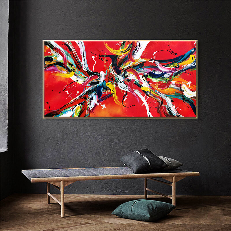 AAHH Canvas Painting Wall Art Canvas Abstract Painting Red Picture Print on Canvas Poster for Living Room Home Decor No Frame