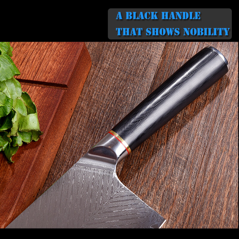 QVZ Damascus Steel Chef Knife Japanese VG10 Core Blade Razor Sharp Kitchen Slicin Knives G10 Handle Meat Slicer Senior gift box