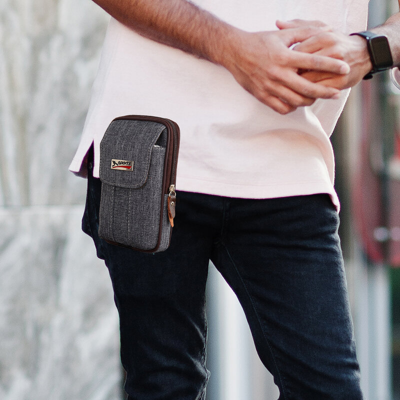 Moda multi-função masculina fanny cintura saco lona casual bolsa do telefone móvel bolso masculino viagem ao ar livre esportes cinto bum bolsa