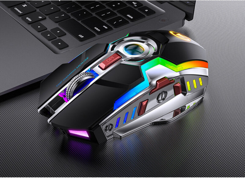 1600DPI 2,4G retroiluminado con LED recargable inalámbrico USB ratón óptico ergonómico ratón de juegos de PC de escritorio portátil Gamer ratón