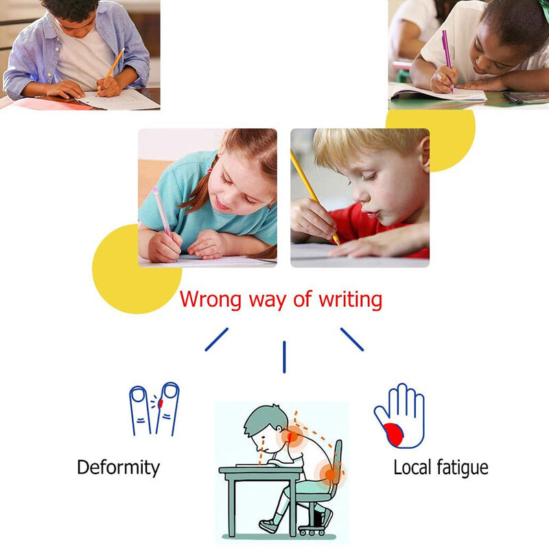 Ushare caneta 1 com 4 peças para palco, para crianças, estudo praxia, lápis de suporte 3/5, caneta de correção para escrita, auxílio para crianças lápis-topper