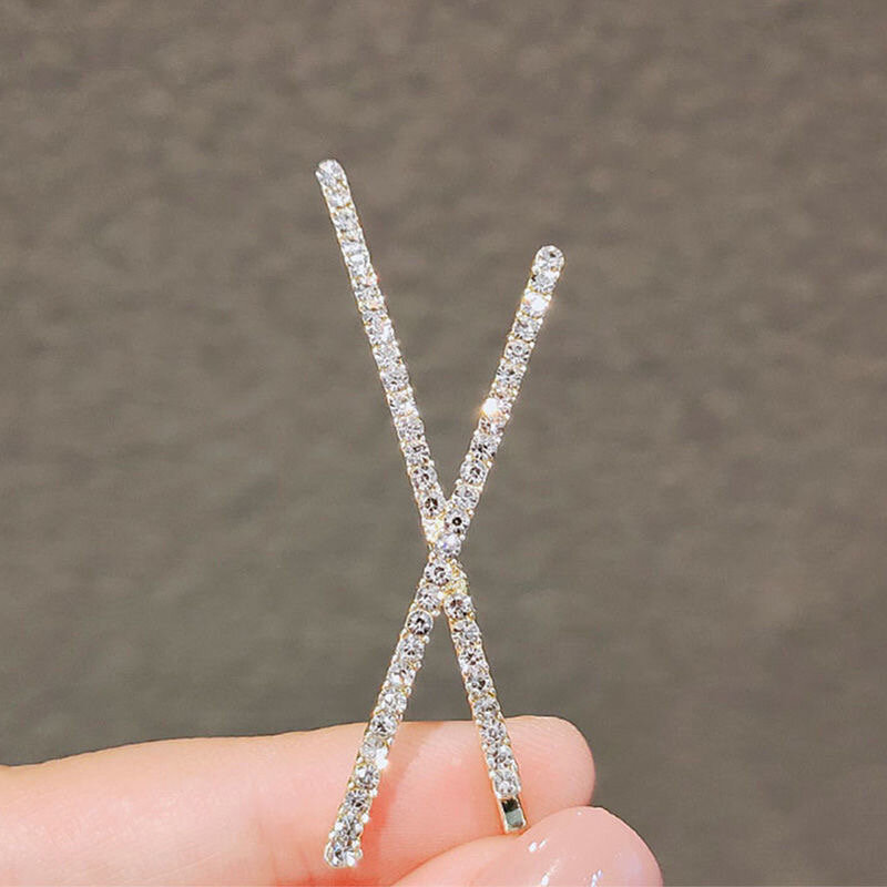 2 pz 3/pz New Cross Crystal Hairpins strass X fermagli per capelli Barrettes semplice Clip laterale copricapo da sposa accessori per capelli ragazza