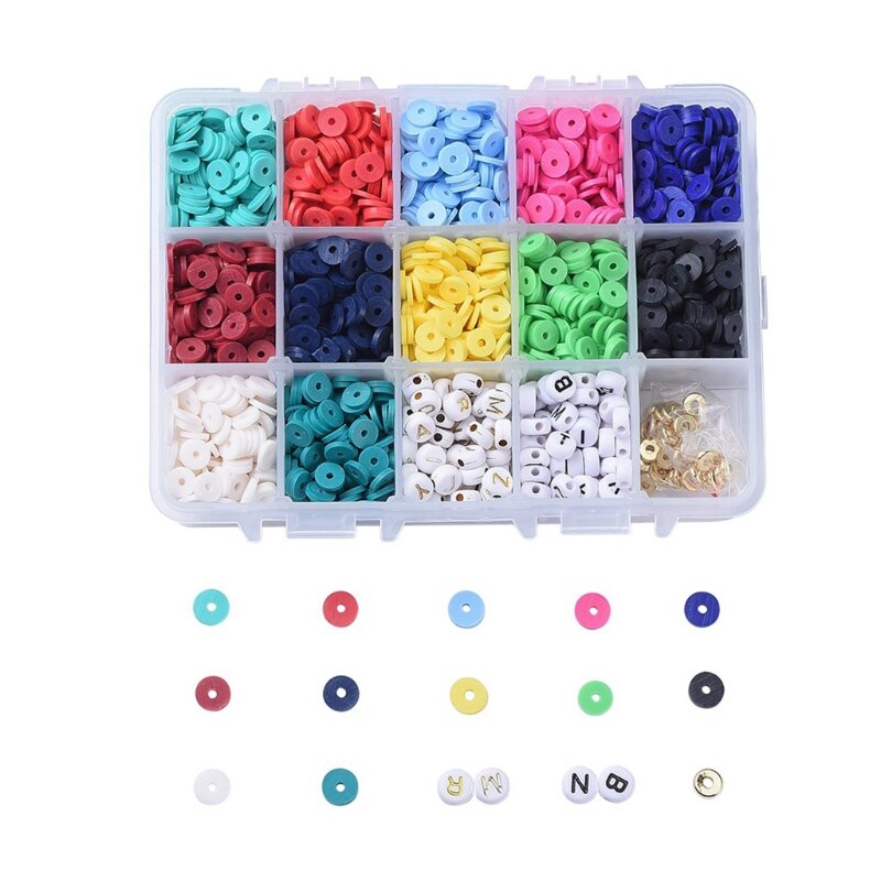 Cuentas multicolor hechas de arcilla polimérica para fabricación de collares y pulseras, 1 caja, L41B
