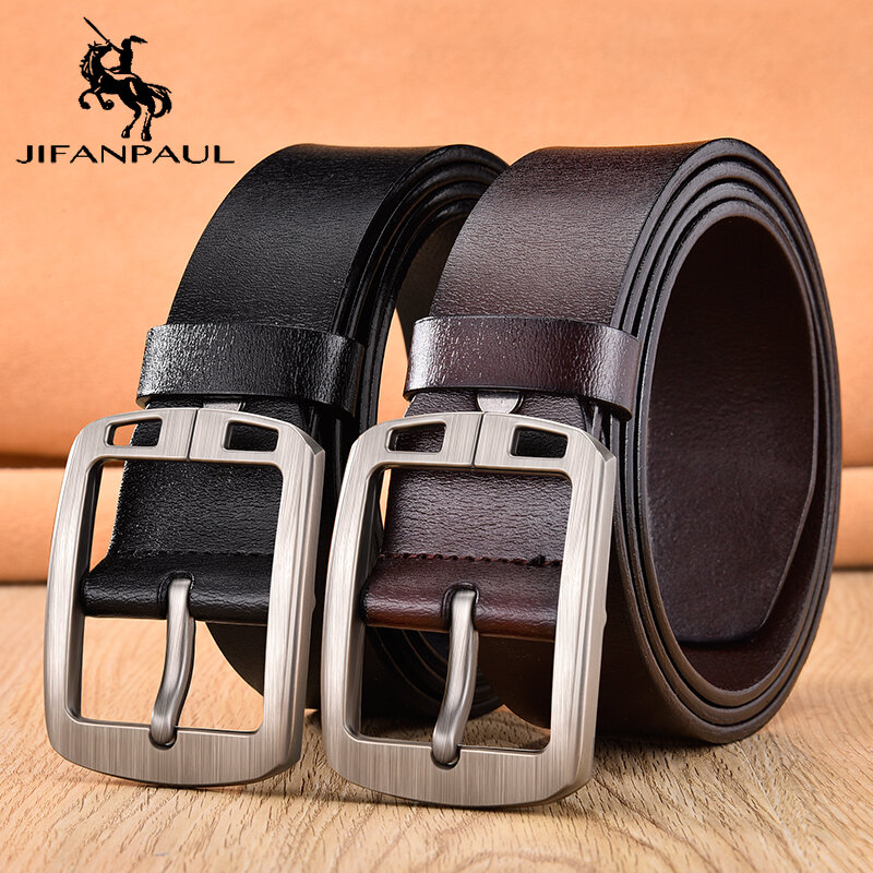 JIFANPAUL men belt fashion Vintage pin buckle Genuine Leather belts for male Jeans men's business belt free shipping